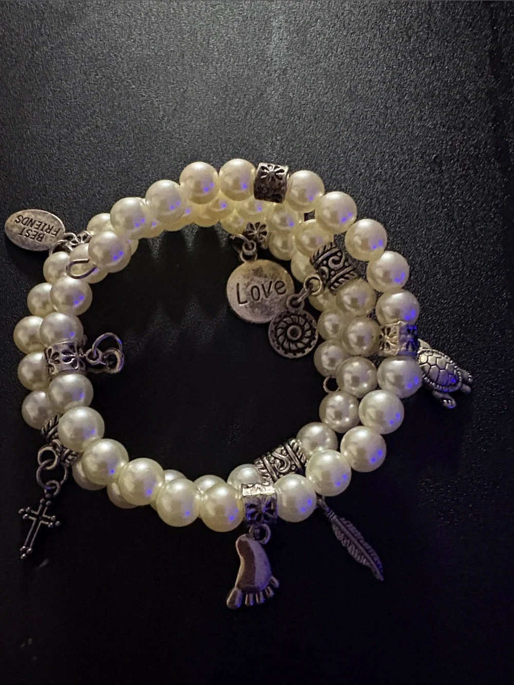 Classic Pearl Charm Stretch Bracelet - Ivory Pearls